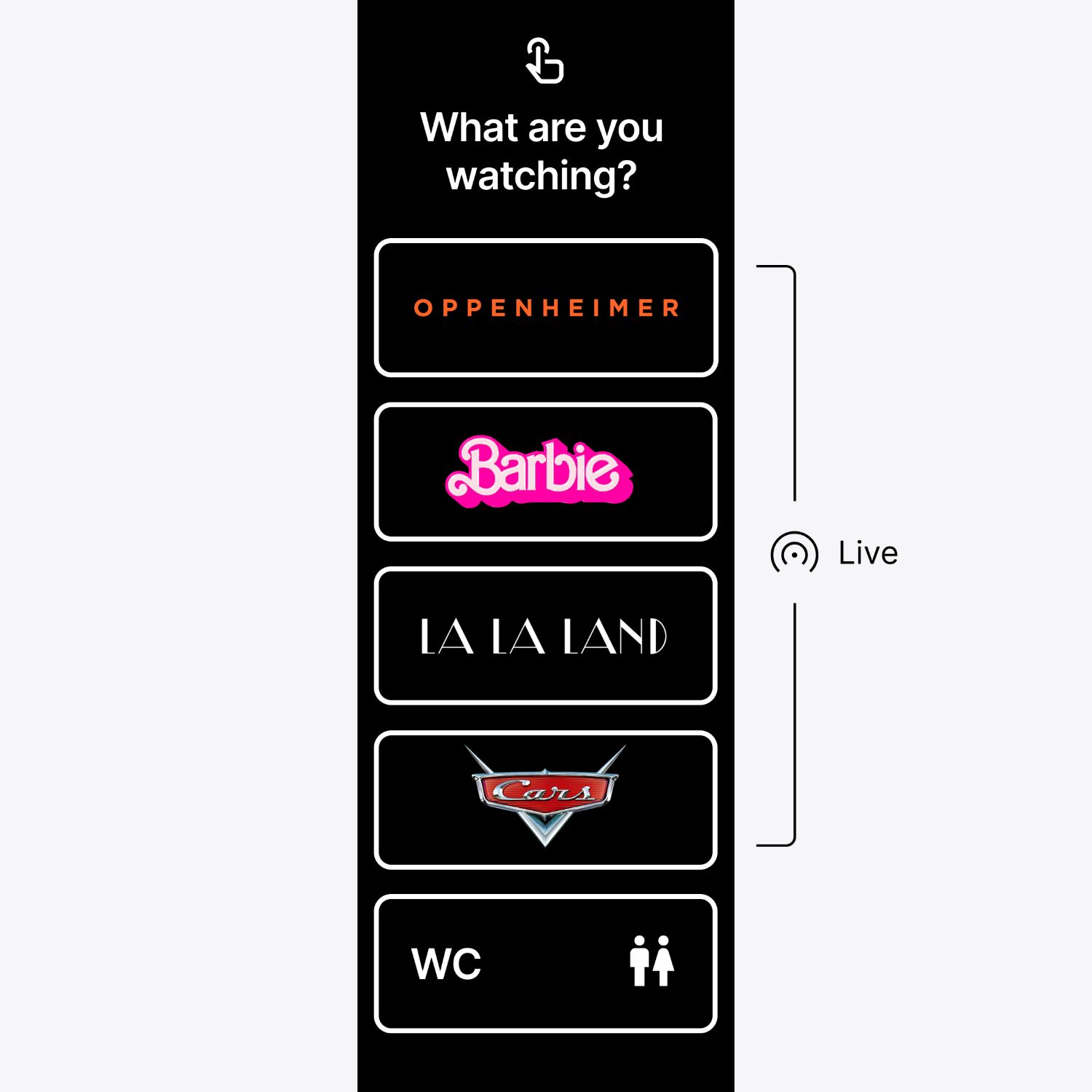 User Interface concept for Escalators in Cinemas and theatres