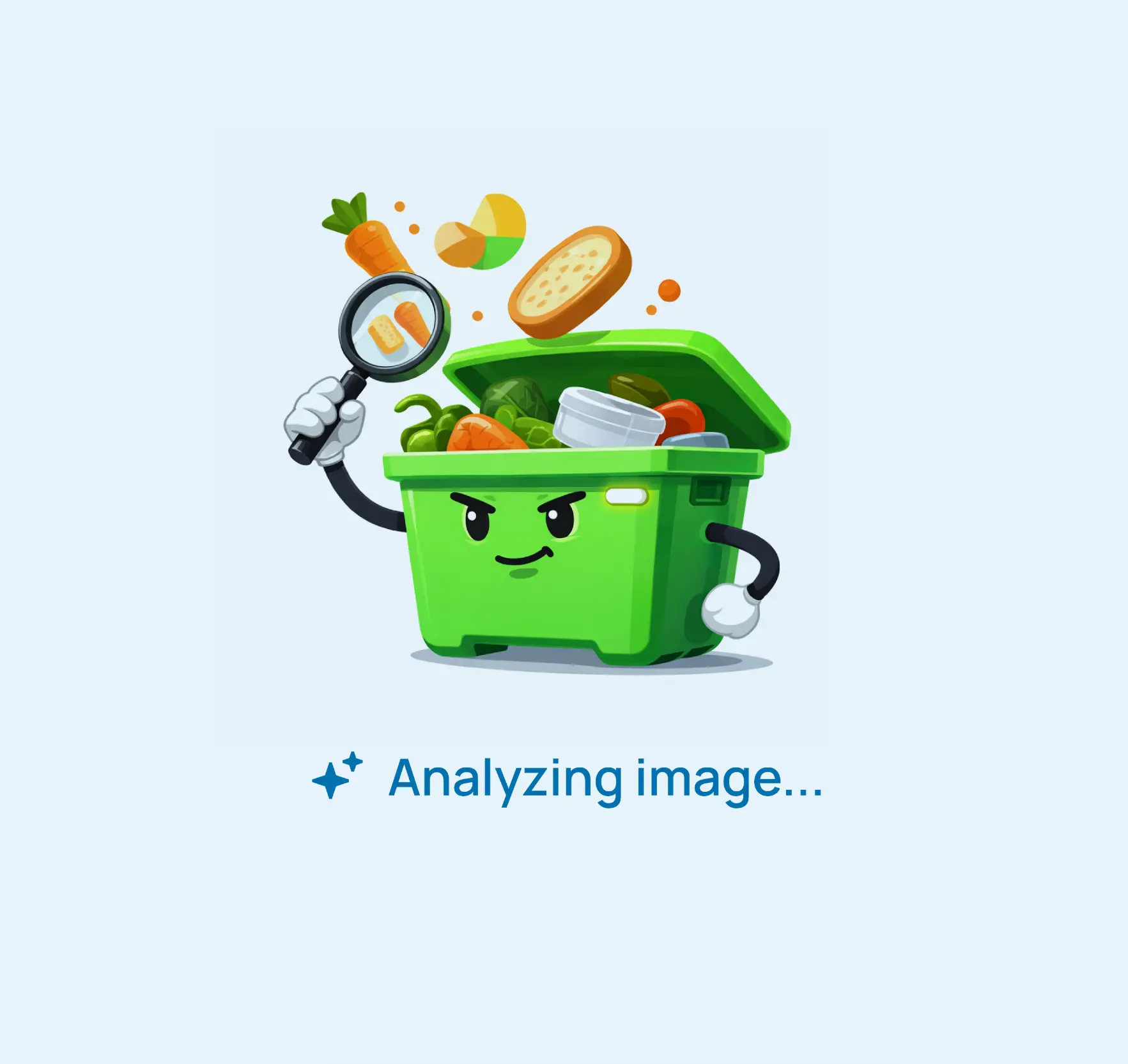 Mascot in a pose as its analysing AI Image